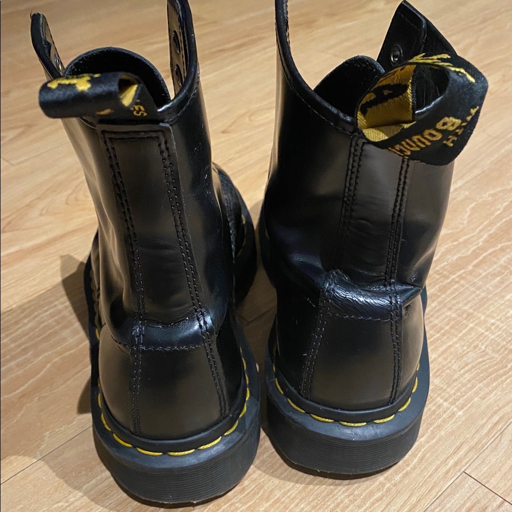 Doc Martens Black Leather Lace-Up Boots - Picture 4 of 11